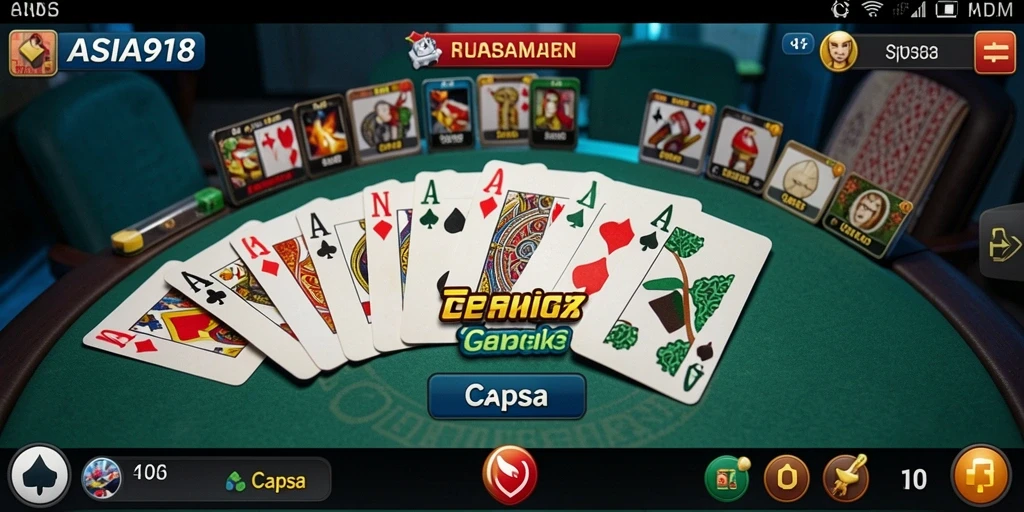 Antarmuka elegan dan fungsional dari game Capsa ASIA918.