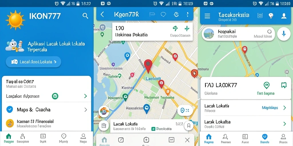 Tampilan antarmuka utama IKON777 menampilkan peta interaktif dan fungsi pelacakan lokasi.