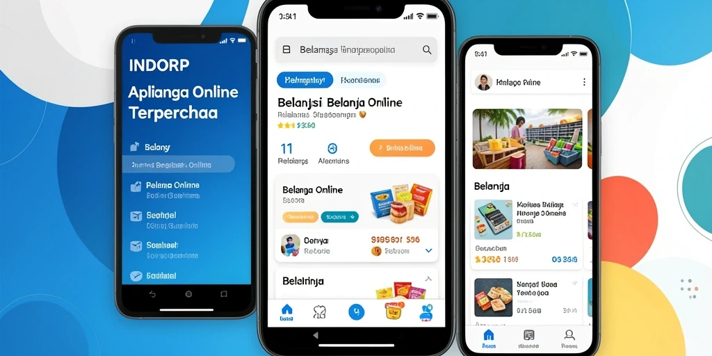 Tampilan antarmuka aplikasi INDORP untuk belanja online.