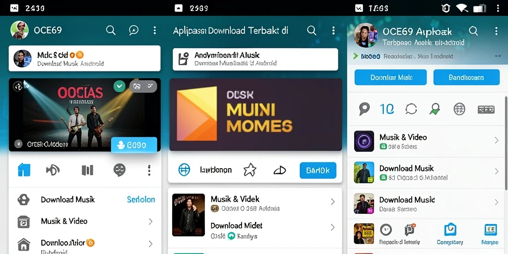 Antarmuka aplikasi OCE69 untuk Download Musik yang mudah digunakan.