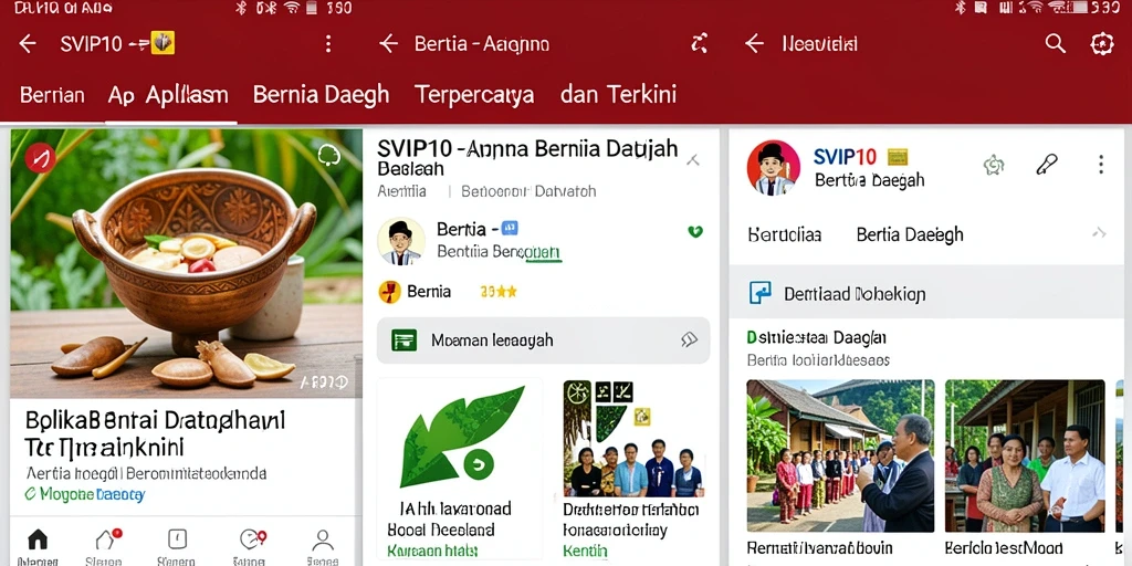 Antarmuka aplikasi SVIP10 yang menampilkan berita daerah terkini.