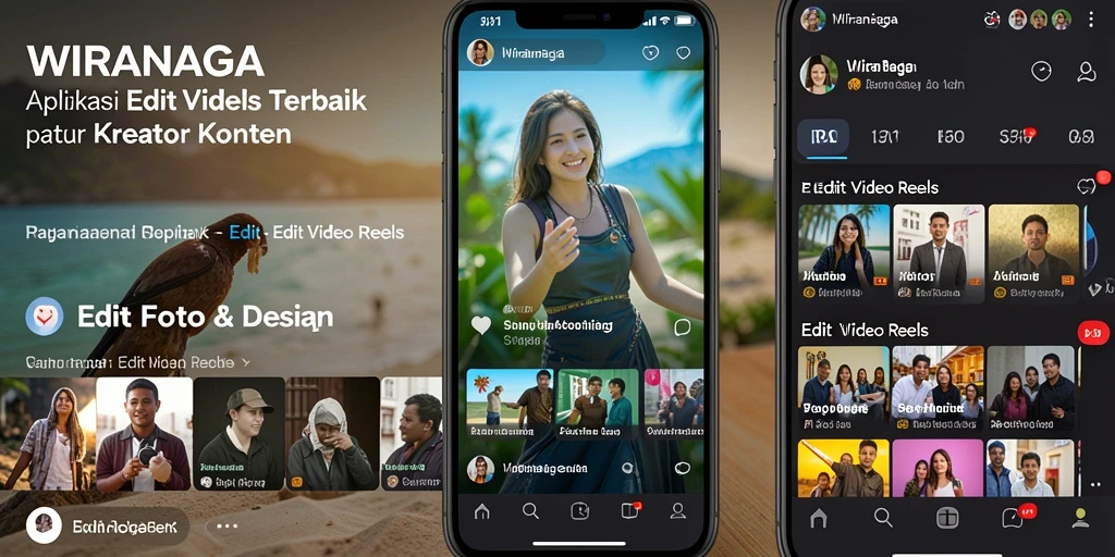 Tampilan antarmuka WIRANAGA untuk pengeditan video reels yang intuitif.