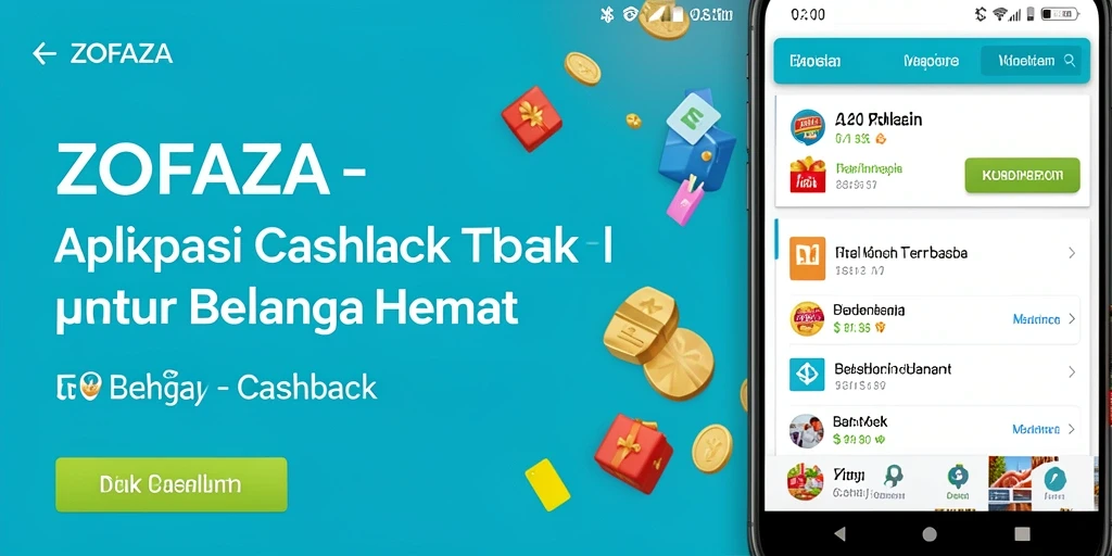 Antarmuka ZOFAZA menampilkan penawaran cashback yang menarik.
